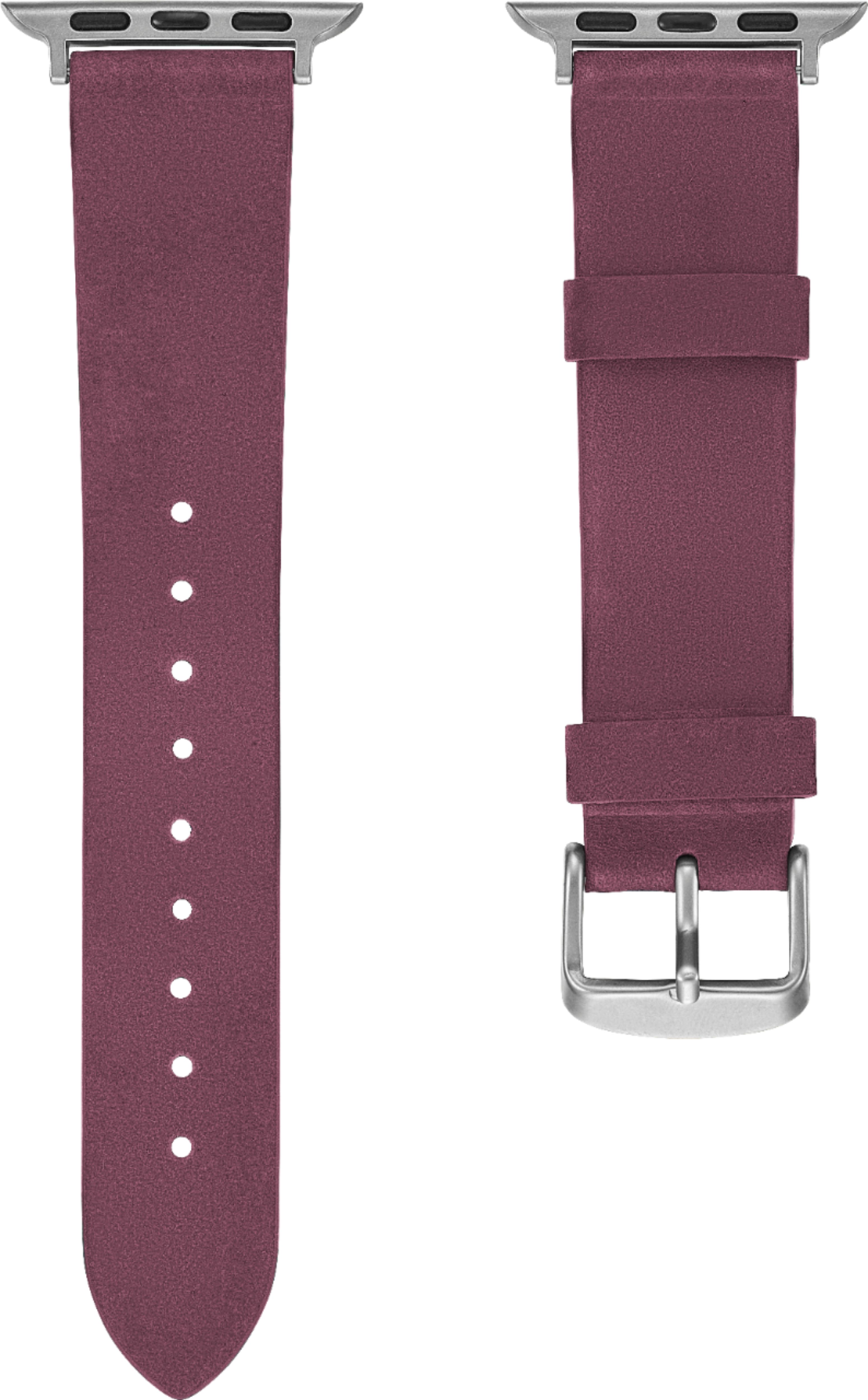 Left View: Platinum™ - Soft Leather Watch Strap for Apple Watch™ 38mm and 40mm - Maroon