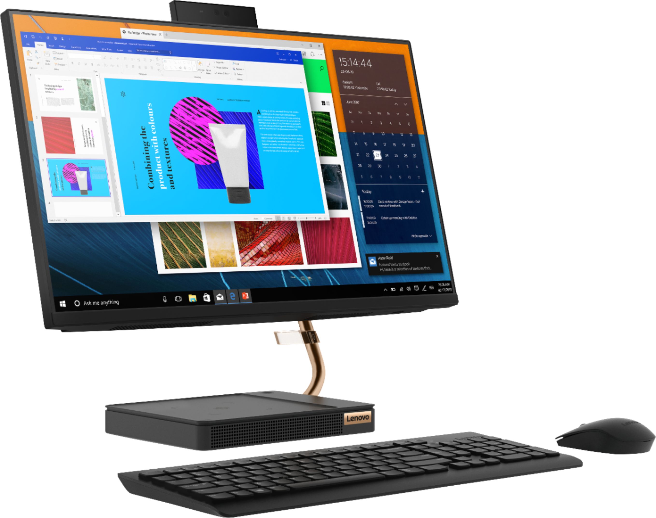 Angle View: Lenovo - A540-24API 23.8" Touch-Screen All-In-One - AMD Ryzen 3-Series - 8GB Memory - 256GB Solid State Drive - Black
