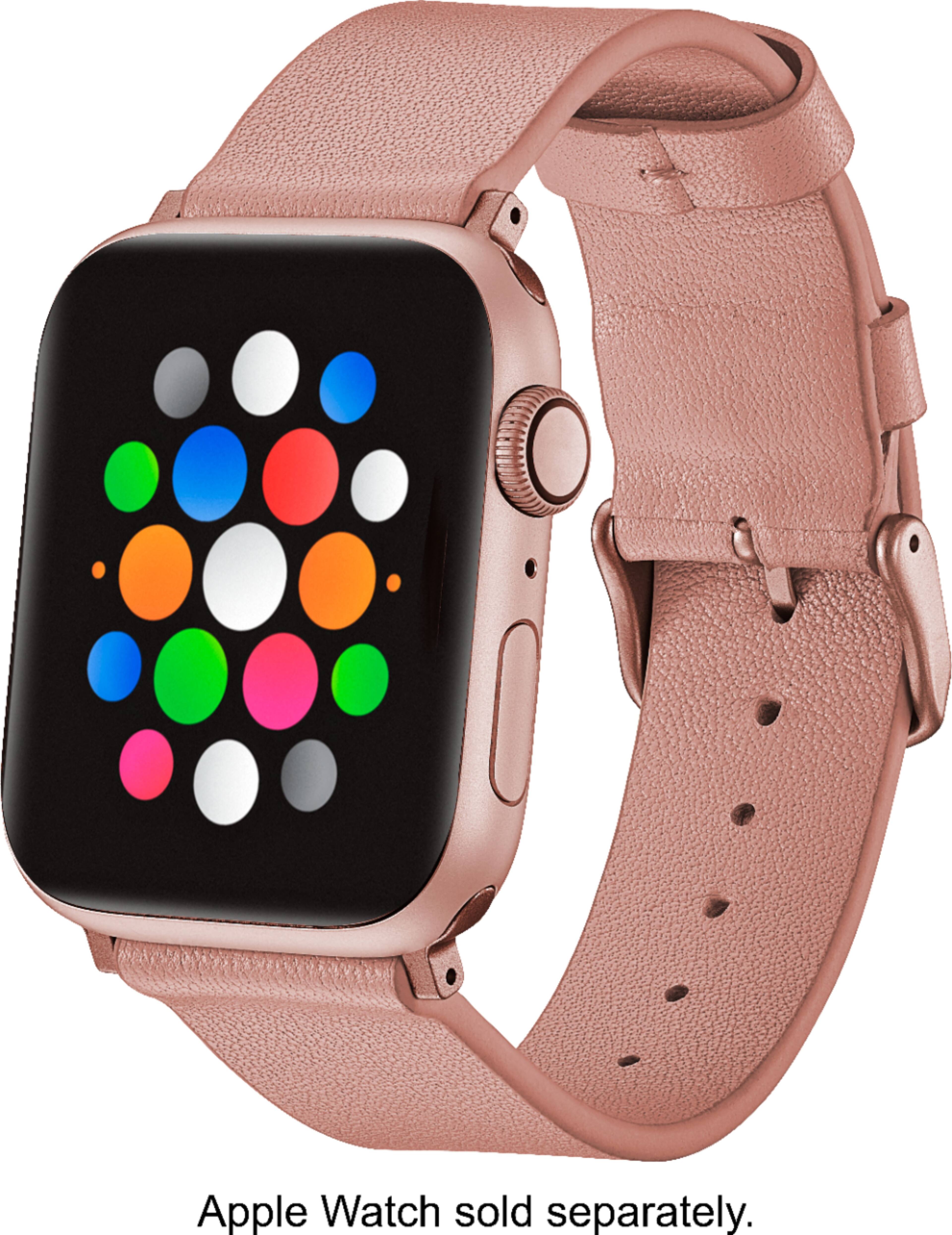 Alt View 13. Platinum™ - Leather Band for Apple Watch 42, 44, 45mm (Series 1-8) and Apple Watch Ultra 49mm - Pink.