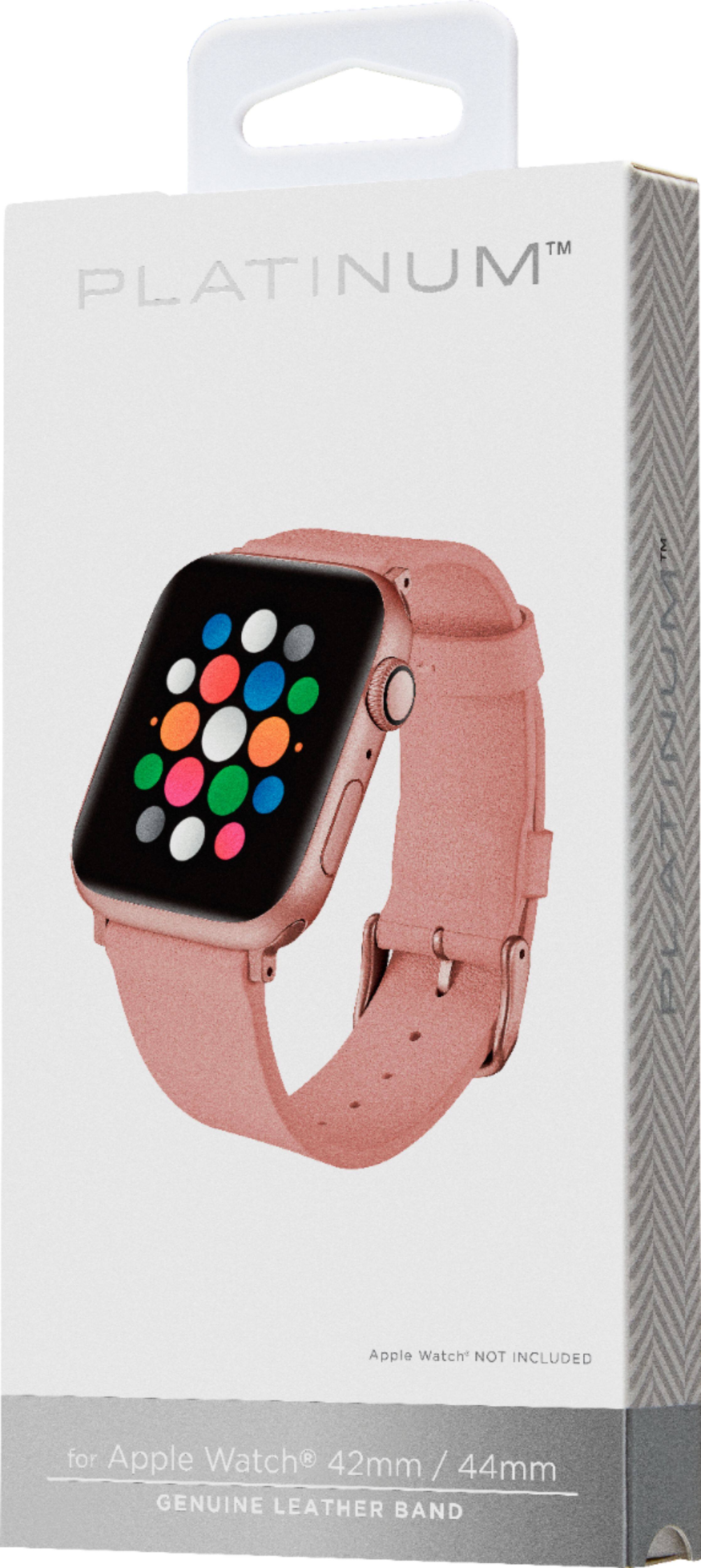 Alt View 17. Platinum™ - Leather Band for Apple Watch 42, 44, 45mm (Series 1-8) and Apple Watch Ultra 49mm - Pink.