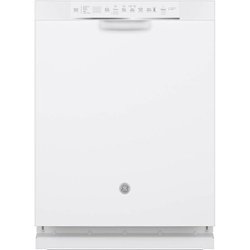 GE - 24" Front Control Built-In Dishwasher with Stainless Steel Tub, 59 dBA - White - Front_Zoom
