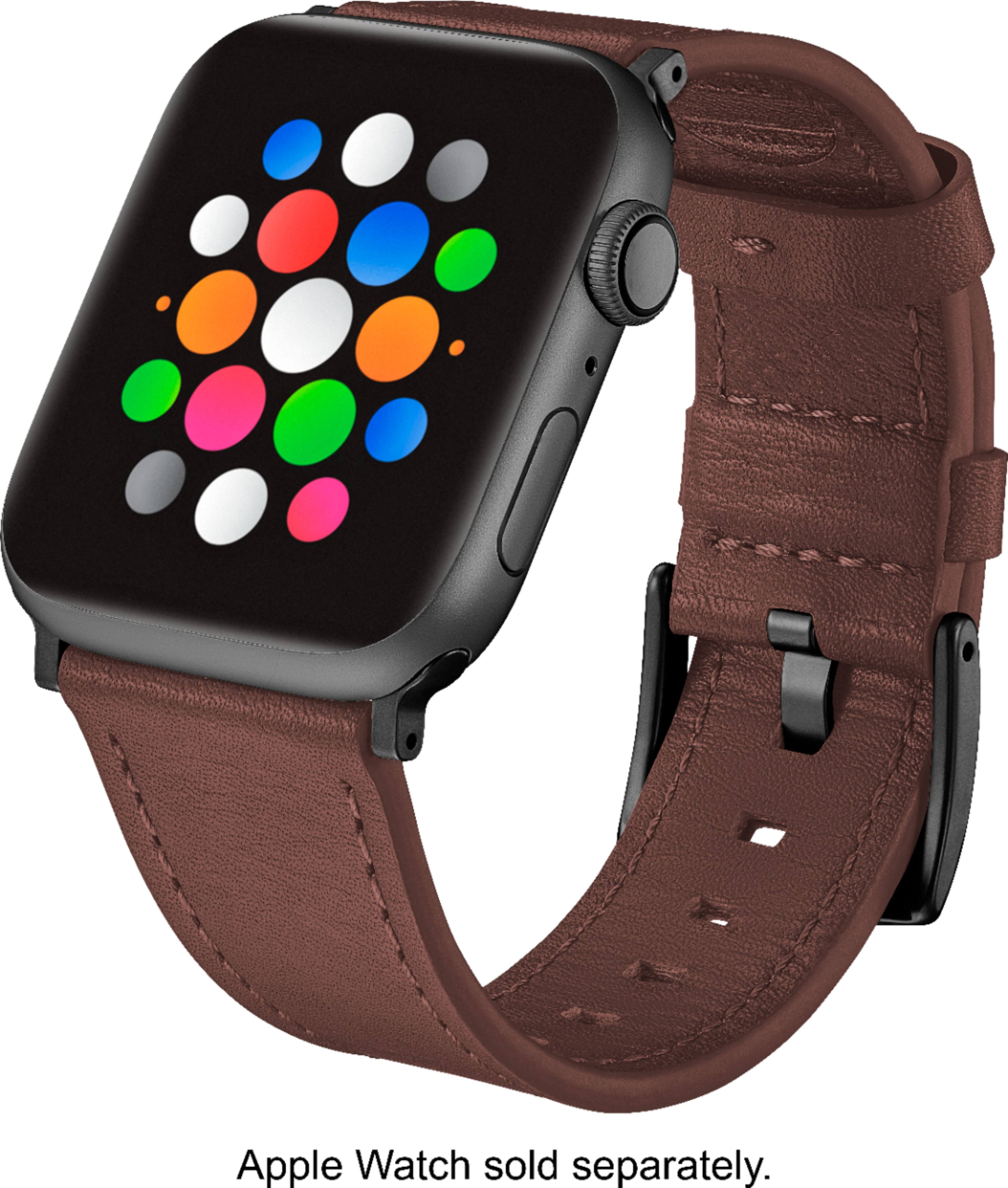 Angle. Platinum™ - Horween Leather Band for Apple Watch 42mm, 44mm, 45mm (Series 1-9) and Apple Watch Ultra Series 1-2 49mm - Bourbon.