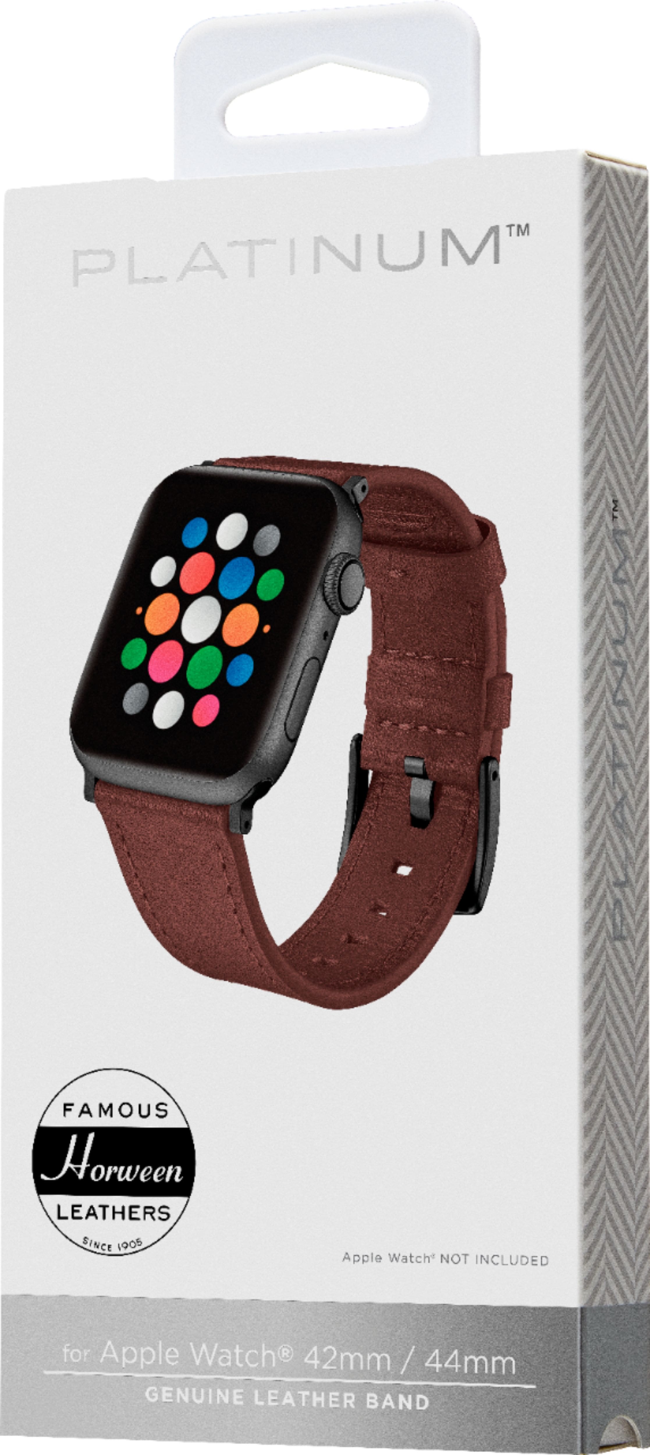 Alt View 16. Platinum™ - Horween Leather Band for Apple Watch 42mm, 44mm, 45mm (Series 1-9) and Apple Watch Ultra Series 1-2 49mm - Bourbon.