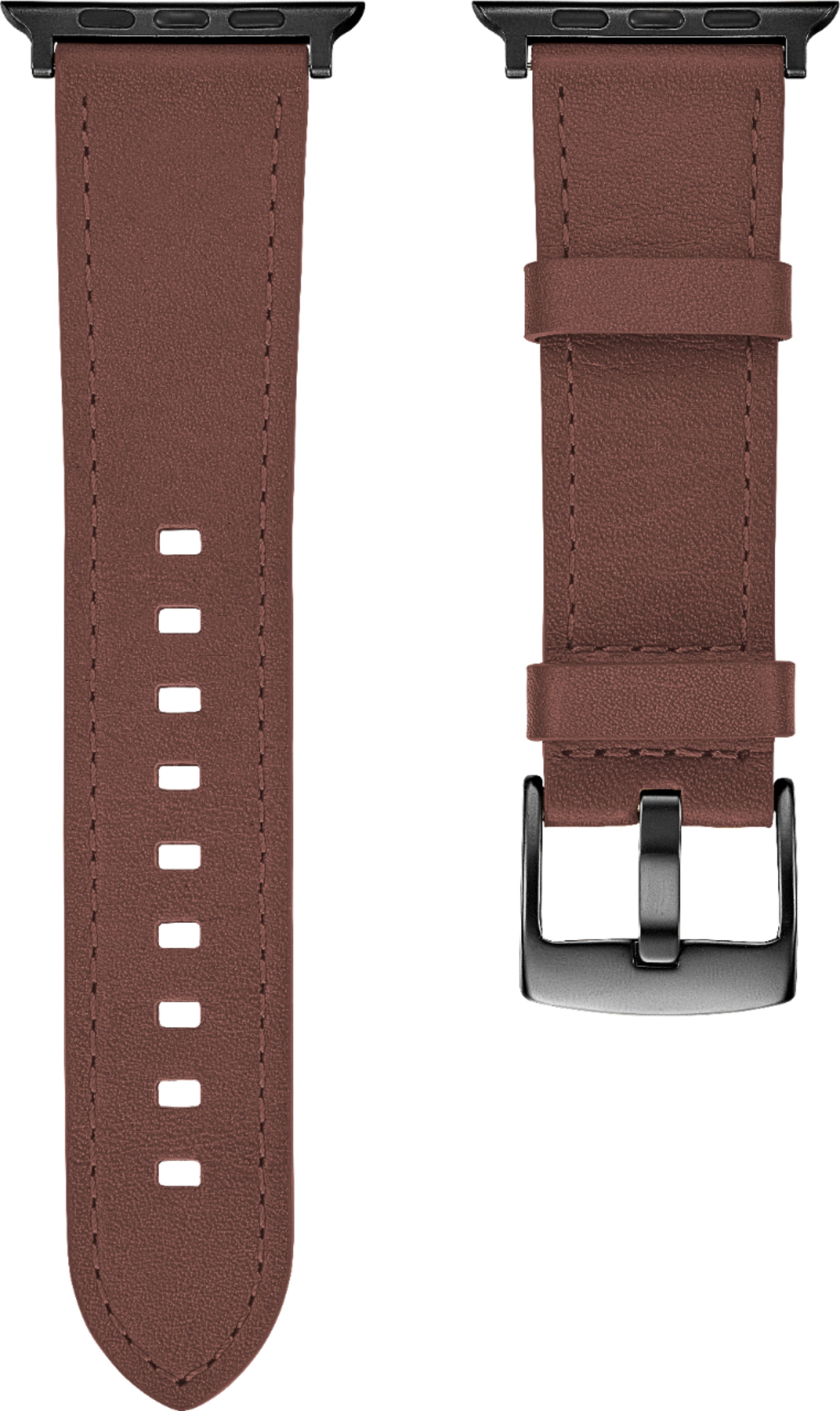 Left. Platinum™ - Horween Leather Band for Apple Watch 42mm, 44mm, 45mm (Series 1-9) and Apple Watch Ultra Series 1-2 49mm - Bourbon.