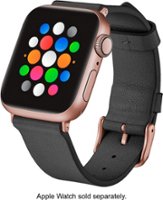Platinum™ - Horween Leather Band for Apple Watch 38mm, 40mm, Apple Watch Series 7 41mm and Apple Watch Series 8 41mm - Black - Angle_Zoom