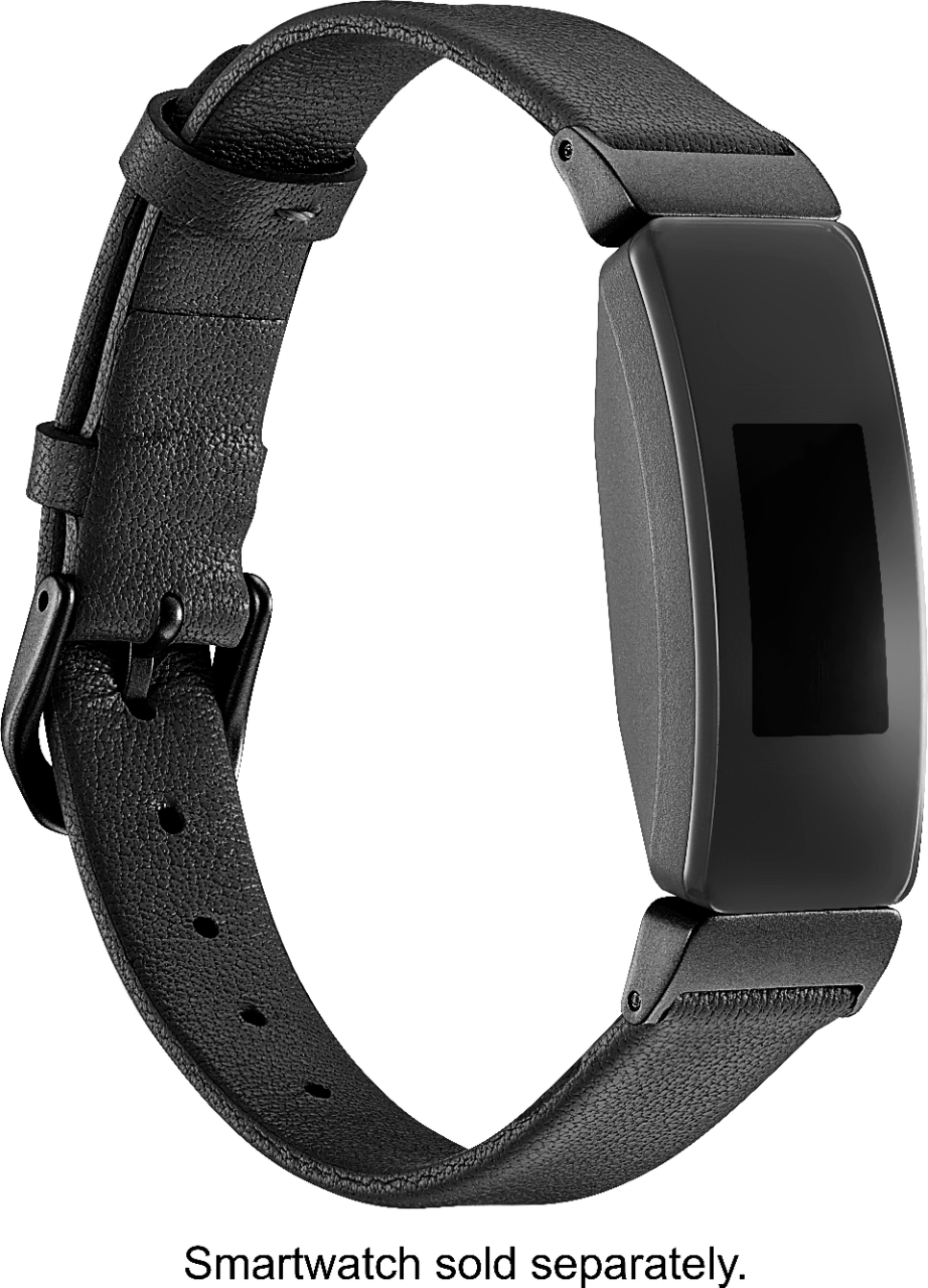Angle View: Platinum™ - Horween Leather Band for Fitbit Inspire and Inspire HR - Black
