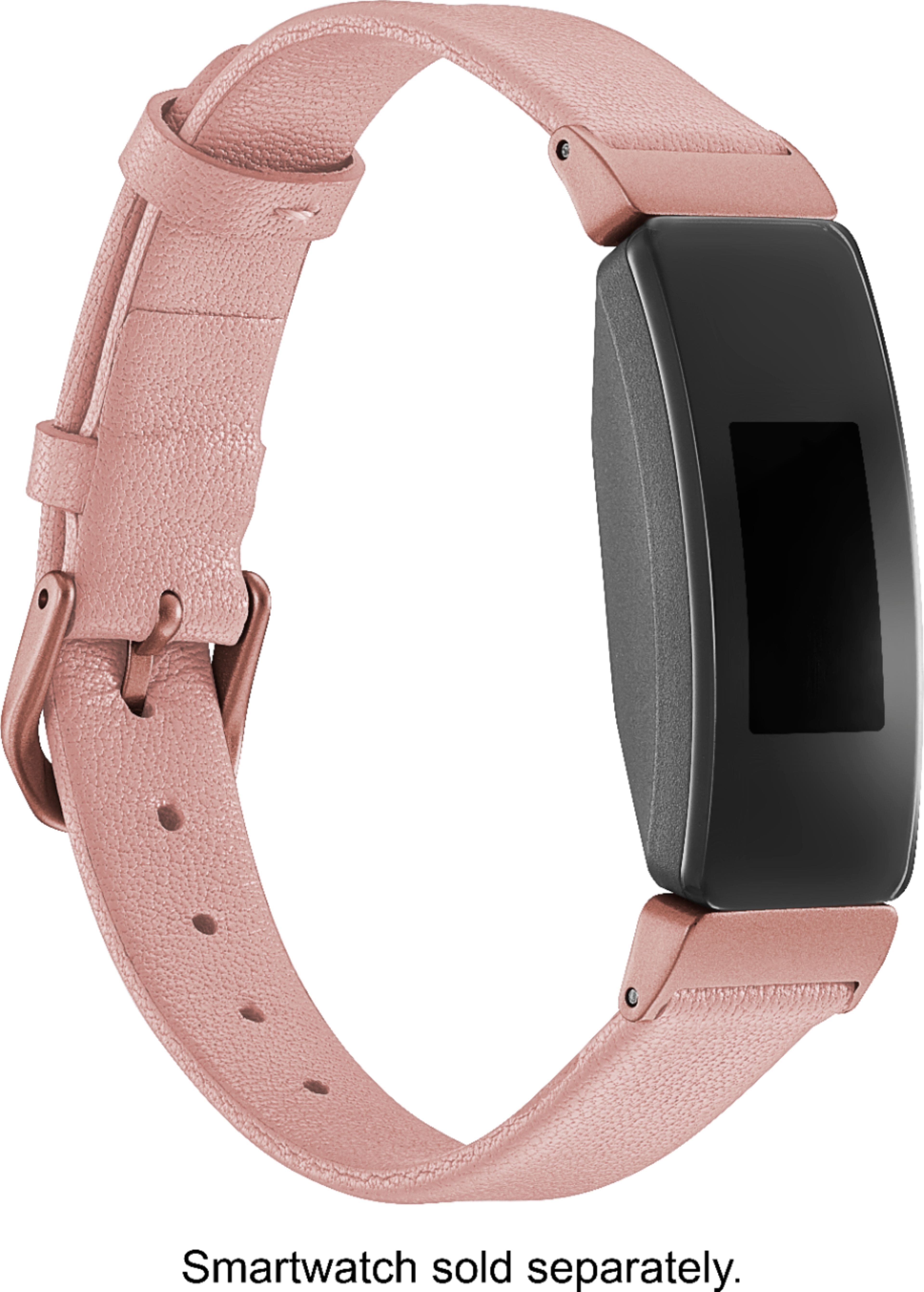 Angle. Platinum™ - Leather Band for Fitbit Inspire and Inspire HR - Pink.