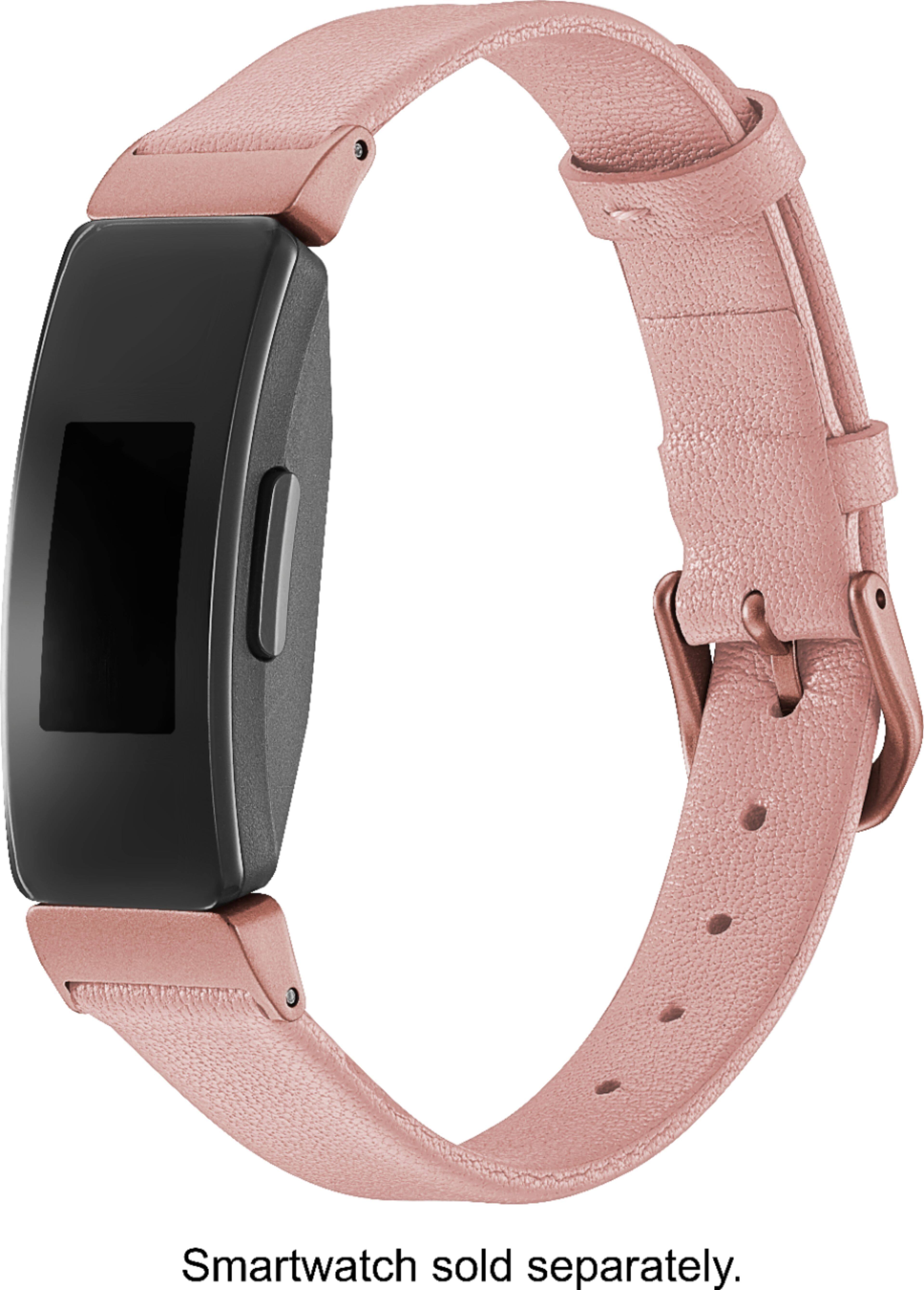 Alt View 12. Platinum™ - Leather Band for Fitbit Inspire and Inspire HR - Pink.