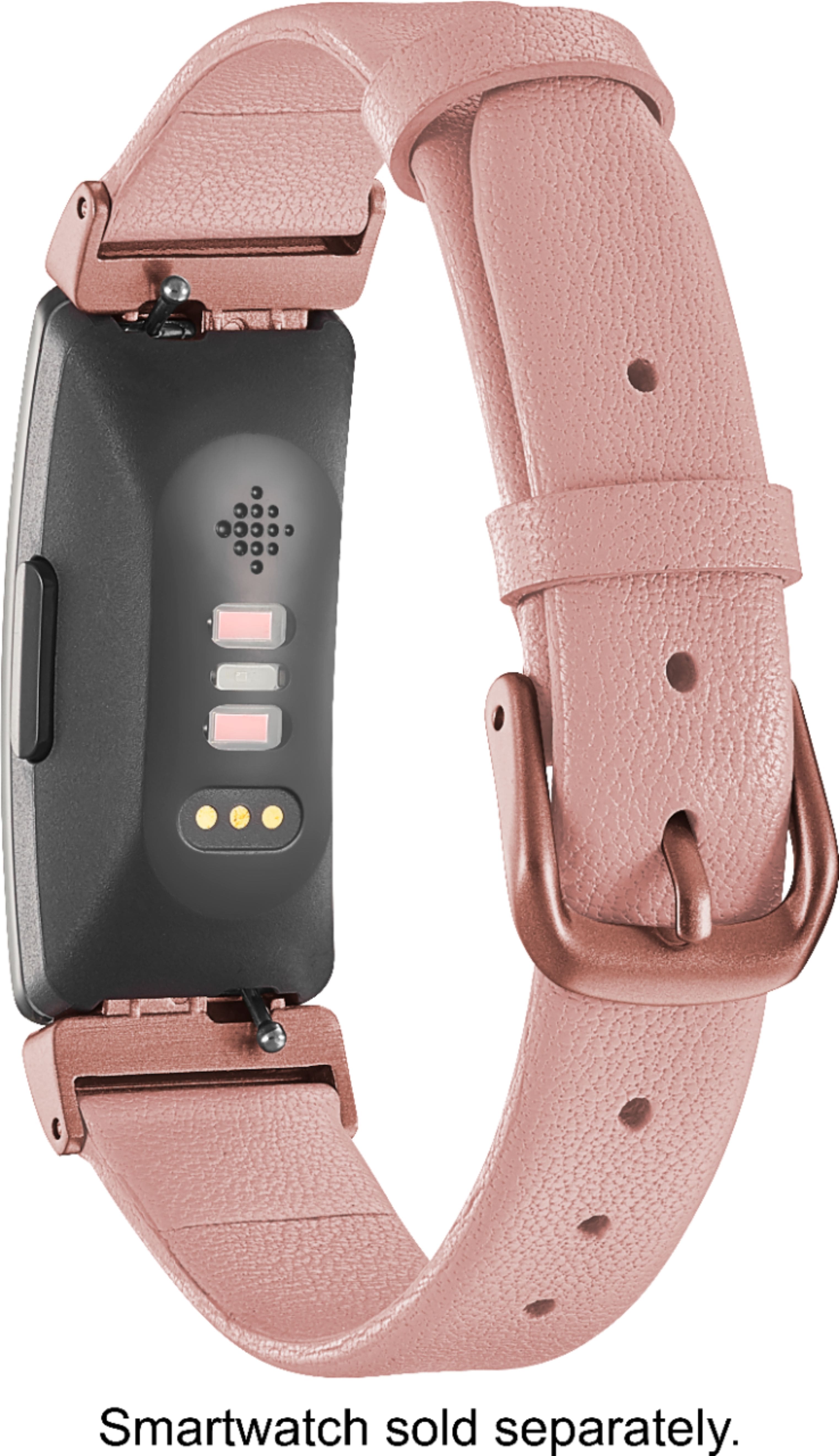 Alt View 14. Platinum™ - Leather Band for Fitbit Inspire and Inspire HR - Pink.