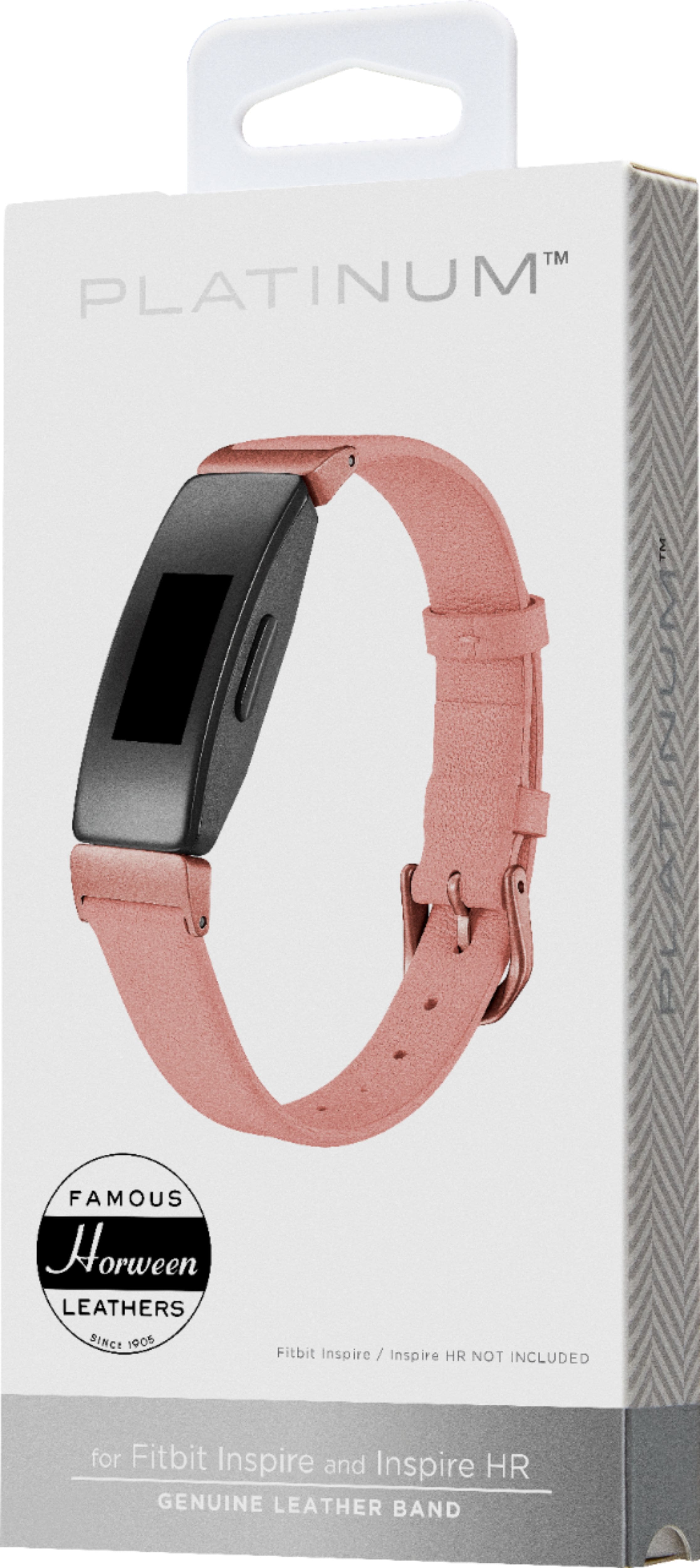 Alt View 16. Platinum™ - Leather Band for Fitbit Inspire and Inspire HR - Pink.