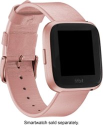 Platinum™ - Leather Watch Band for Fitbit Versa 2, Fitbit Versa and Fitbit Versa Lite - Pink - Angle_Zoom