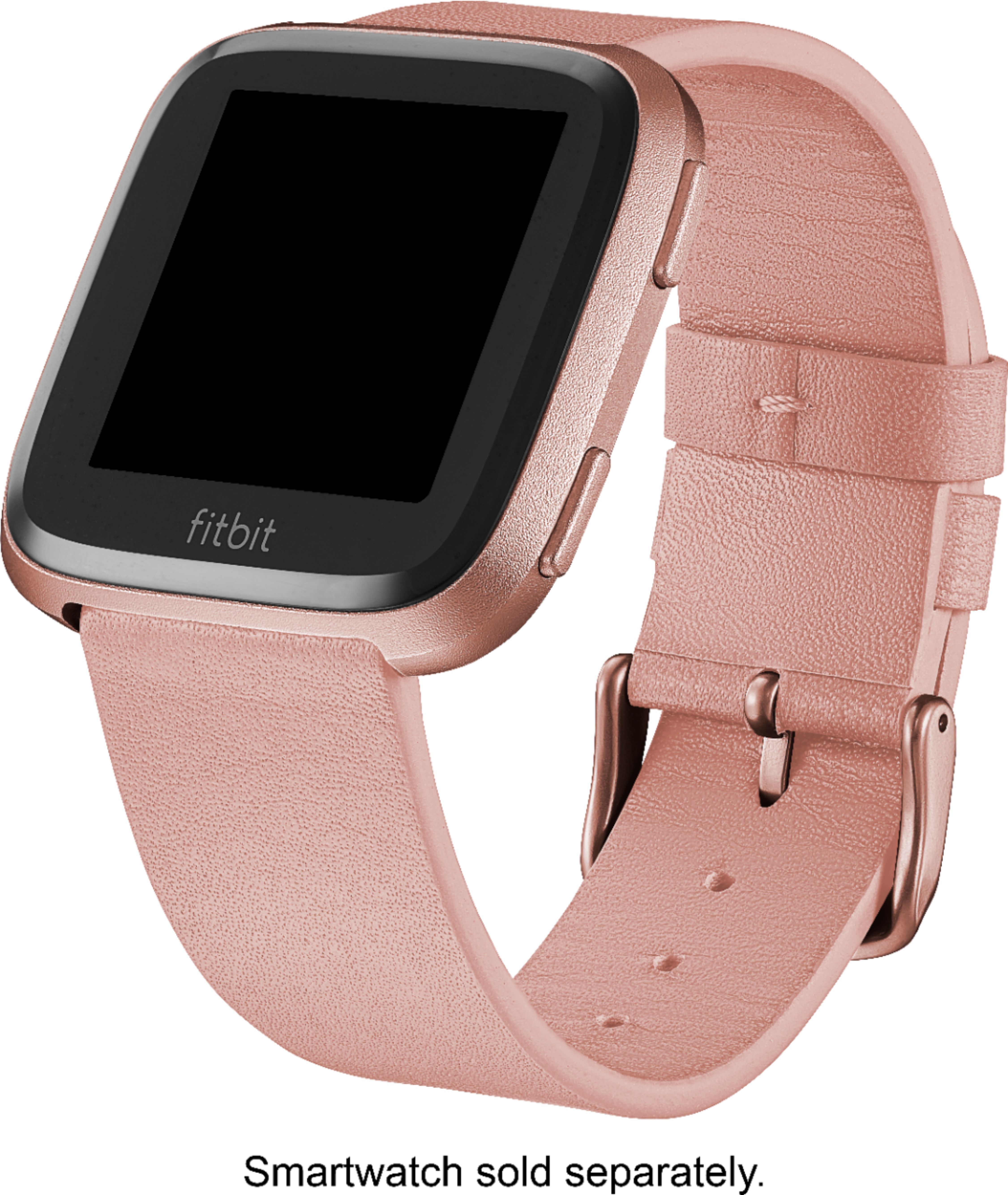 Platinum - Leather Watch Band for Fitbit Versa 2, Fitbit Versa and Fitbit Versa Lite - Pink