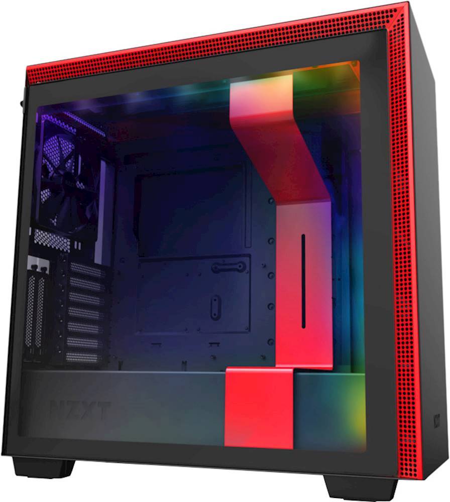 NZXT - H710i eATX Mid-Tower Case with Tempered Glass - Red/Matte Black