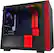 Front. NZXT - H210i Mini ITX Tower Case with Tempered Glass - Red/Matte Black.