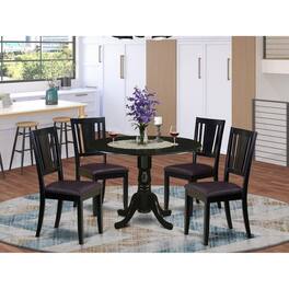 East West Furniture - 5 Pc dinette set - Dining Table and 4 Dining Chairs - Black