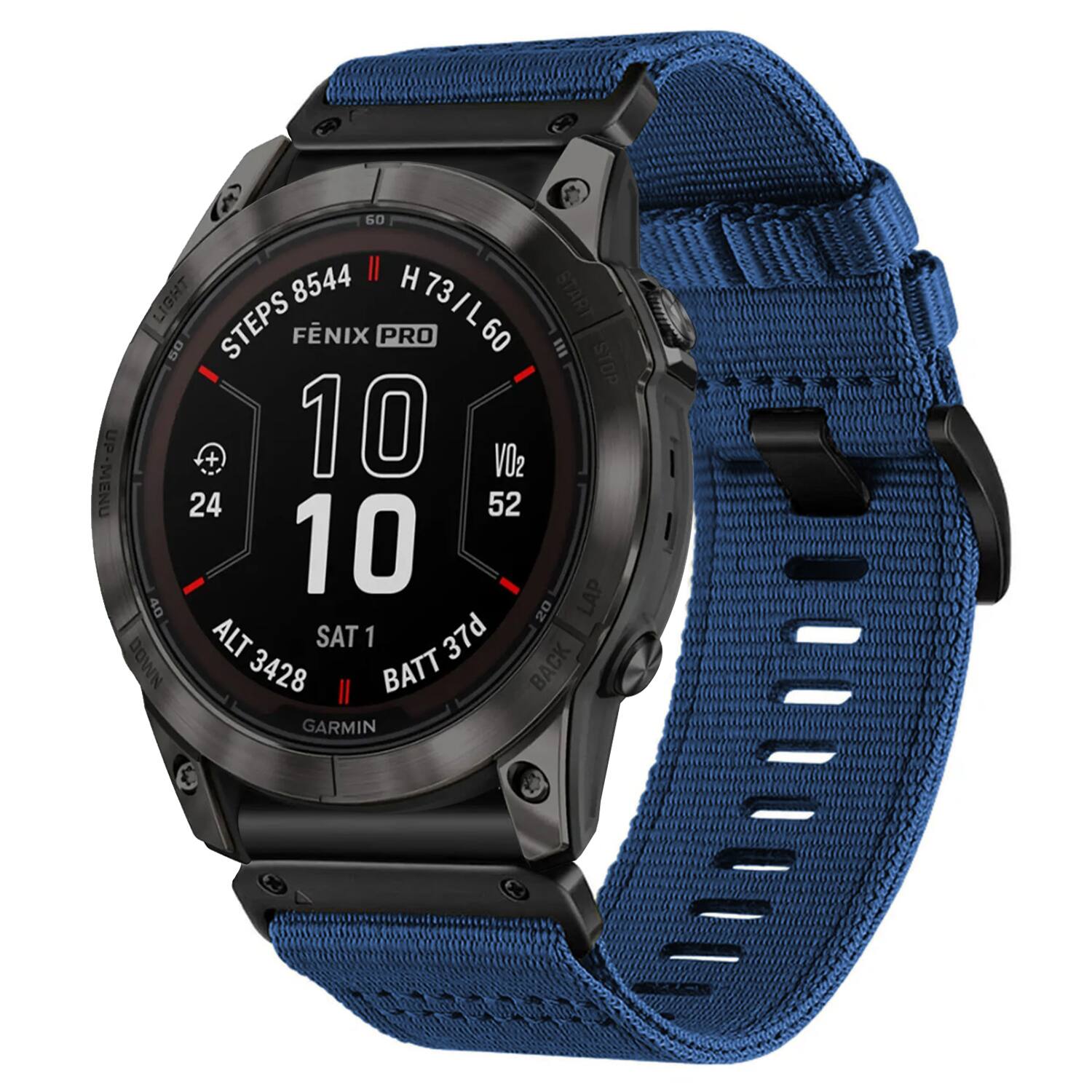 60 LIGHT  
8544  
H73/L60  
START  
80 STEPS  
FÉNIX PRO  
E STOP  
+10 VO2  
MENU  
24  
52  
10  
40  
20  
LAP  
DOWN  
ALT 3428  
SAT 1  
37d  
BATT  
BACK  
GARMIN