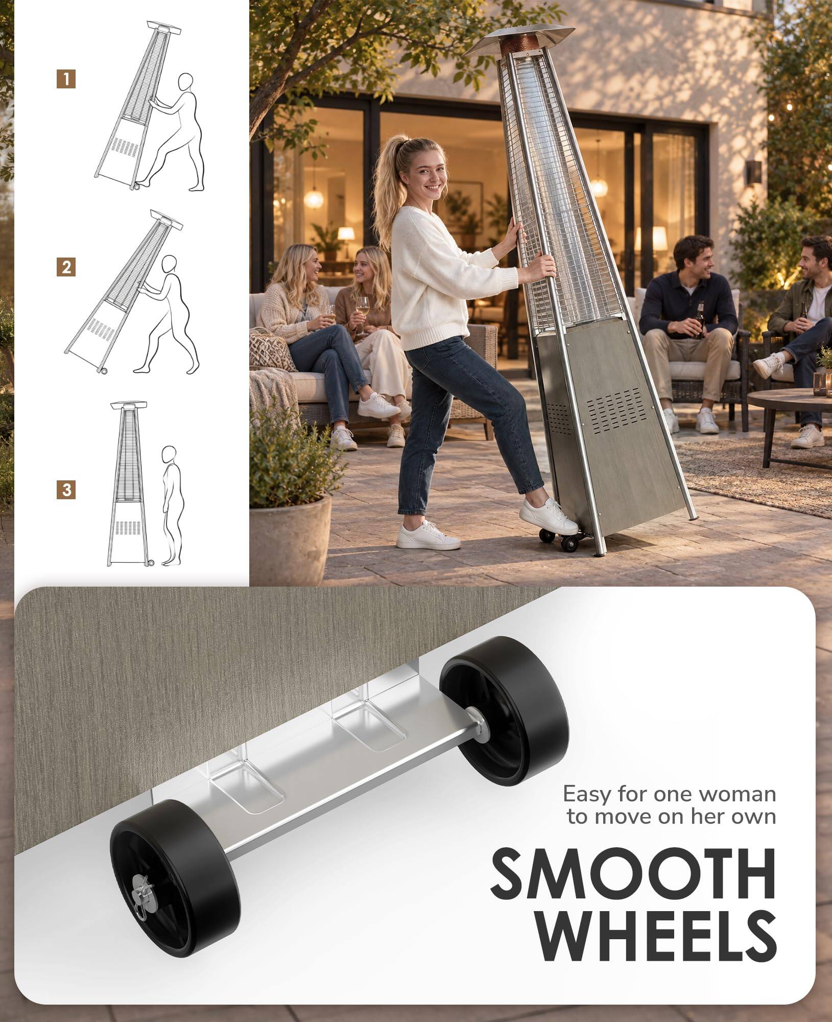1
2
3
Easy for one woman to move on her own
SMOOTH WHEELS
