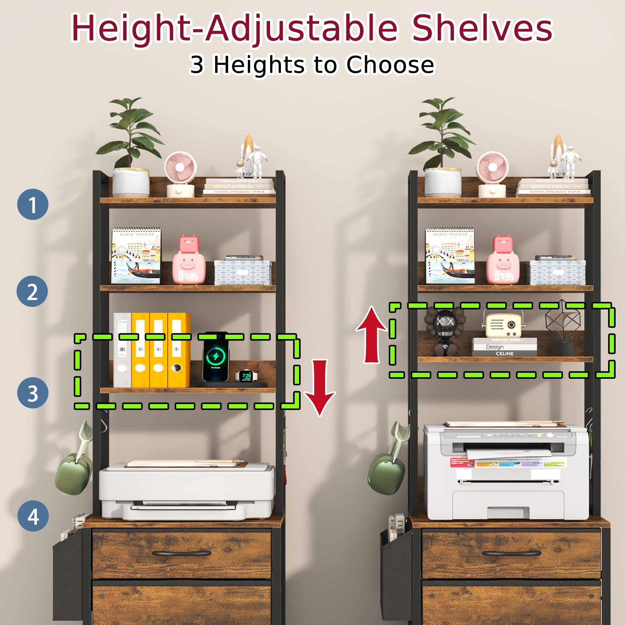 Height-Adjustable Shelves  
3 Heights to Choose  

1  
2  
3  
4  

Design CELINE