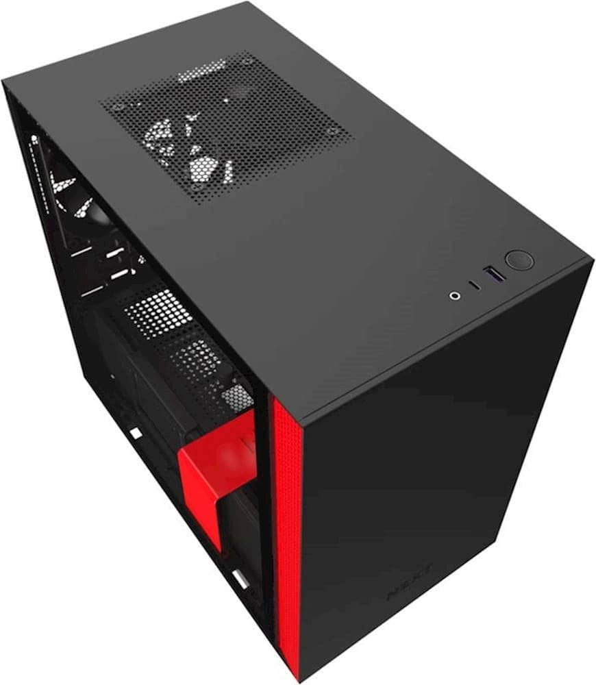 Alt View 11. NZXT - H210 Mini ITX Tower Case with Tempered Glass - Red/Matte Black.
