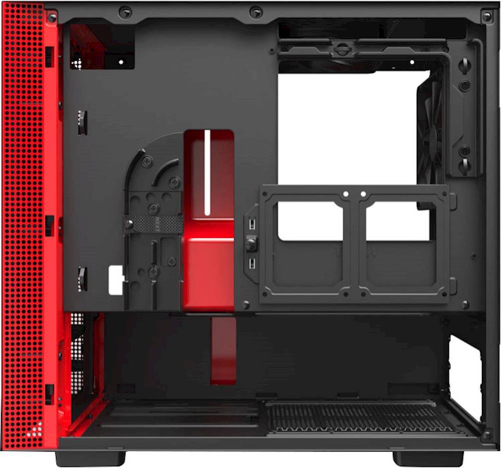 Alt View 13. NZXT - H210 Mini ITX Tower Case with Tempered Glass - Red/Matte Black.