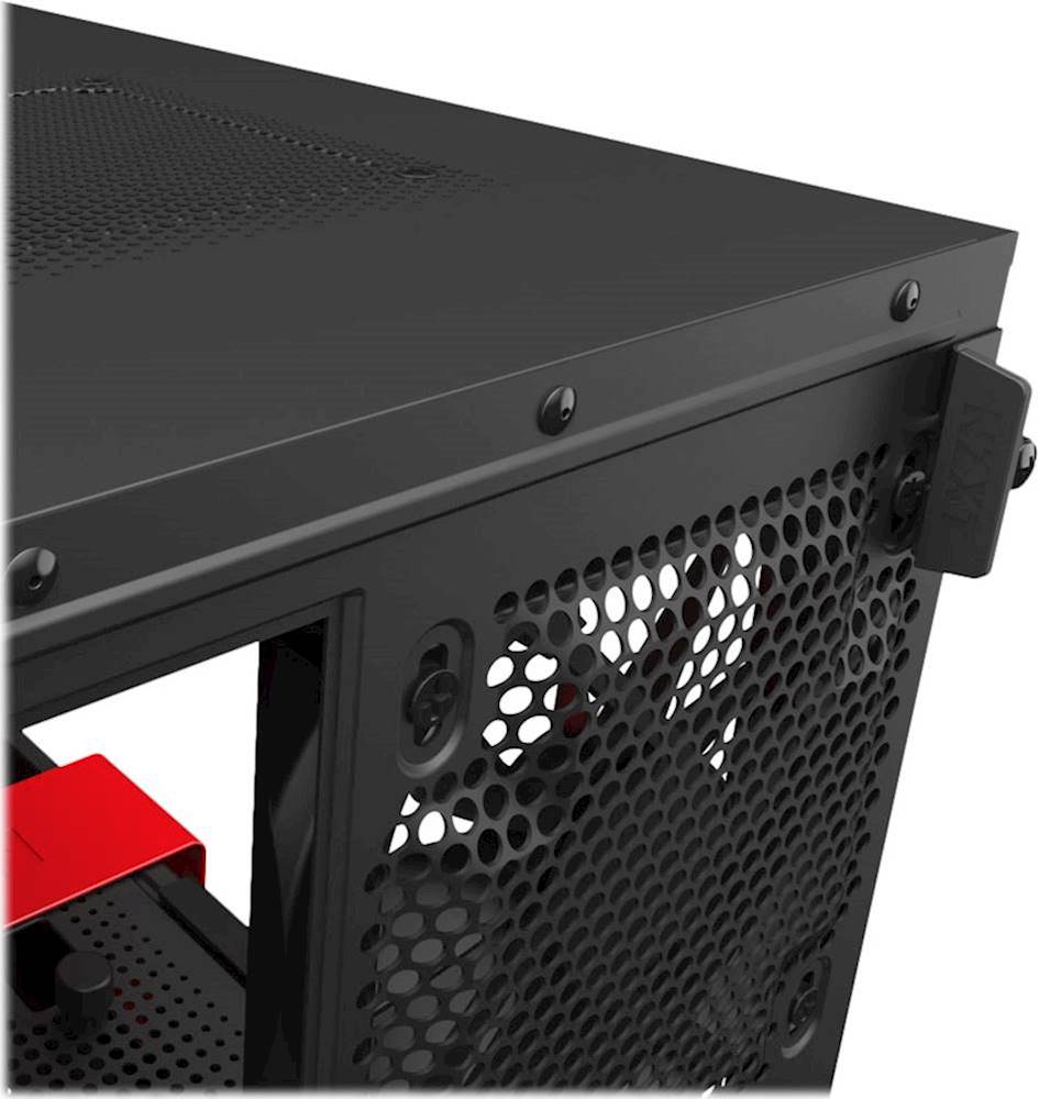 Alt View 14. NZXT - H210 Mini ITX Tower Case with Tempered Glass - Red/Matte Black.