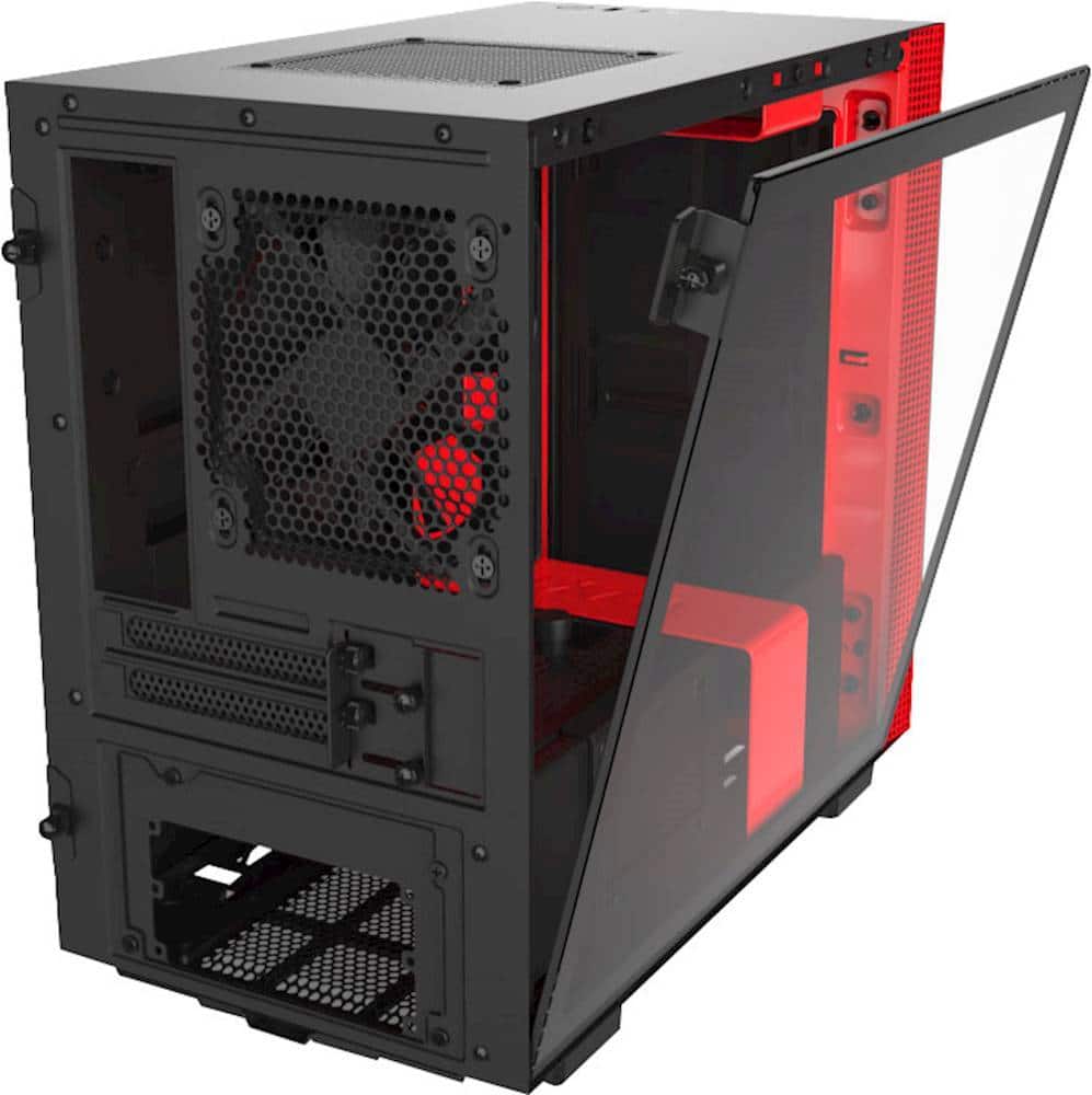 Alt View 15. NZXT - H210 Mini ITX Tower Case with Tempered Glass - Red/Matte Black.
