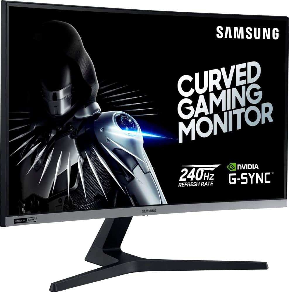 Angle. Samsung - 27” Odyssey Gaming CRG5 Series LED Curved 240Hz FHD Monitor with G-SYNC Compatibility - Dark Blue/Gray.