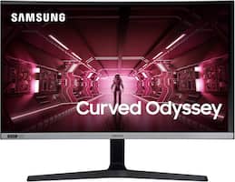 Samsung - 27” Odyssey Gaming CRG5 Series LED Curved 240Hz FHD Monitor with G-SYNC Compatibility - Dark Blue/Gray - Front_Zoom