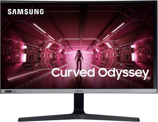 Front Zoom. Samsung - 27” Odyssey Gaming CRG5 Series LED Curved 240Hz FHD Monitor with G-SYNC Compatibility - Dark Blue/Gray.