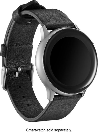 Platinum™ - Leather Band for Samsung Galaxy Watch3, Galaxy Watch Active, Galaxy Watch Active 2 and Galaxy Watch4. - Black