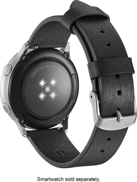 Platinum Leather Watch Band for Samsung Galaxy Watch Galaxy Watch3 Galaxy Watch4 Galaxy Active and Galaxy Active 2 Black