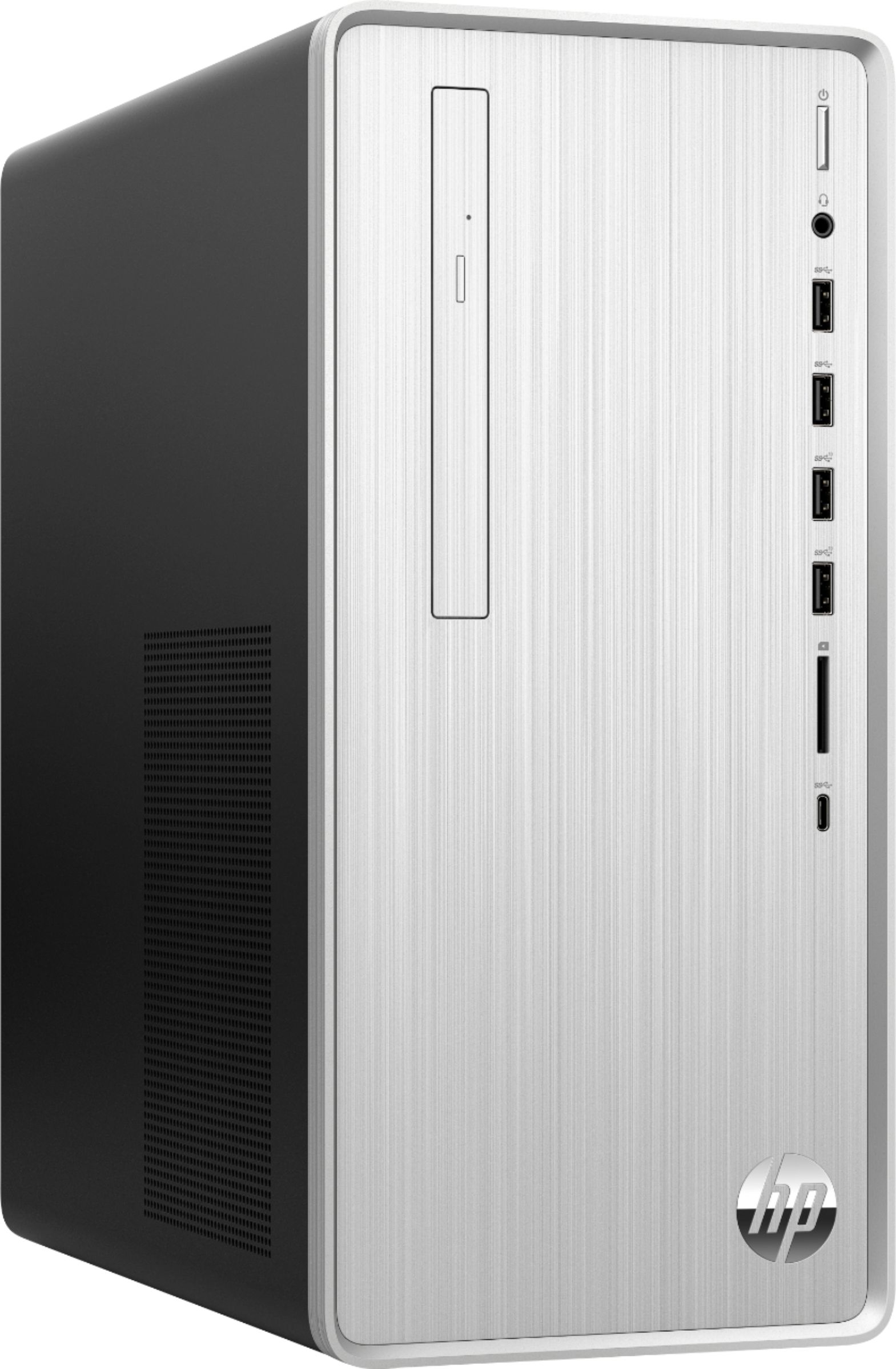 Angle View: HP - Pavilion Desktop - Intel Core i3 - 8GB Memory - 256GB Solid State Drive - Natural Silver