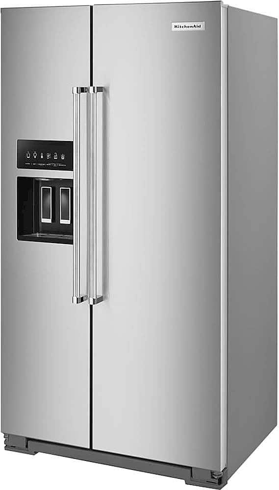 Left. KitchenAid - 19.8 Cu. Ft. Side-by-Side Counter-Depth Refrigerator - Stainless Steel.
