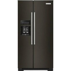 KitchenAid - 22.6 Cu. Ft. Side-by-Side Counter-Depth Refrigerator - Black Stainless Steel - Front_Zoom