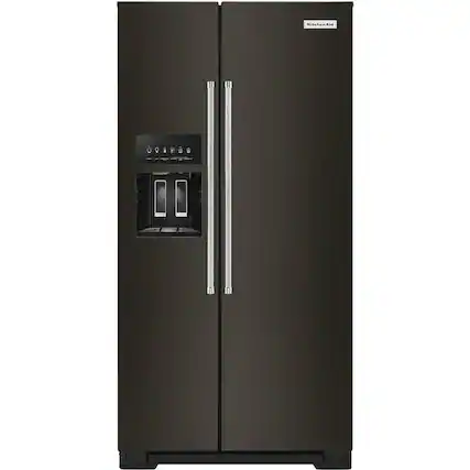 Front. KitchenAid - 22.6 Cu. Ft. Side-by-Side Counter-Depth Refrigerator - Black Stainless Steel With PrintShield Finish.