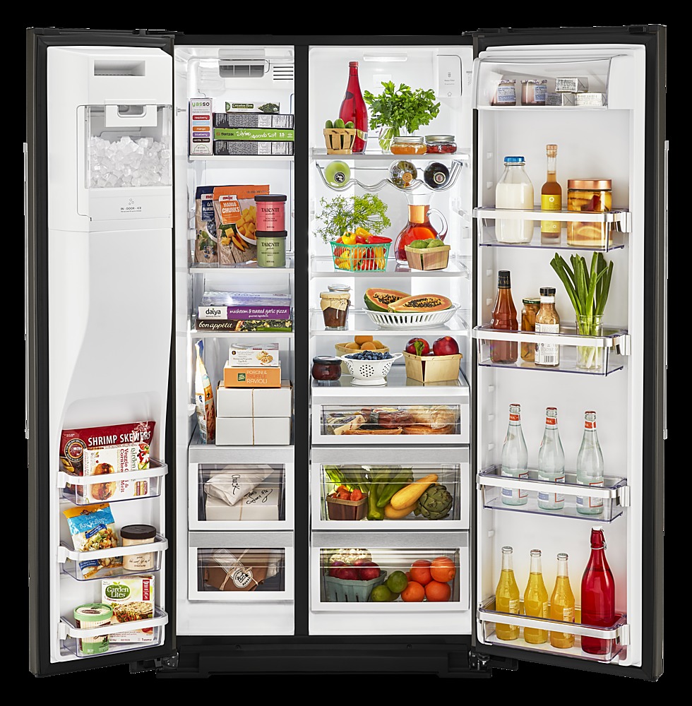 20 Cu. Ft. KitchenAid Counter Depth Side-by-Side Refrigerator Black  Stainless - KRSF705HBS