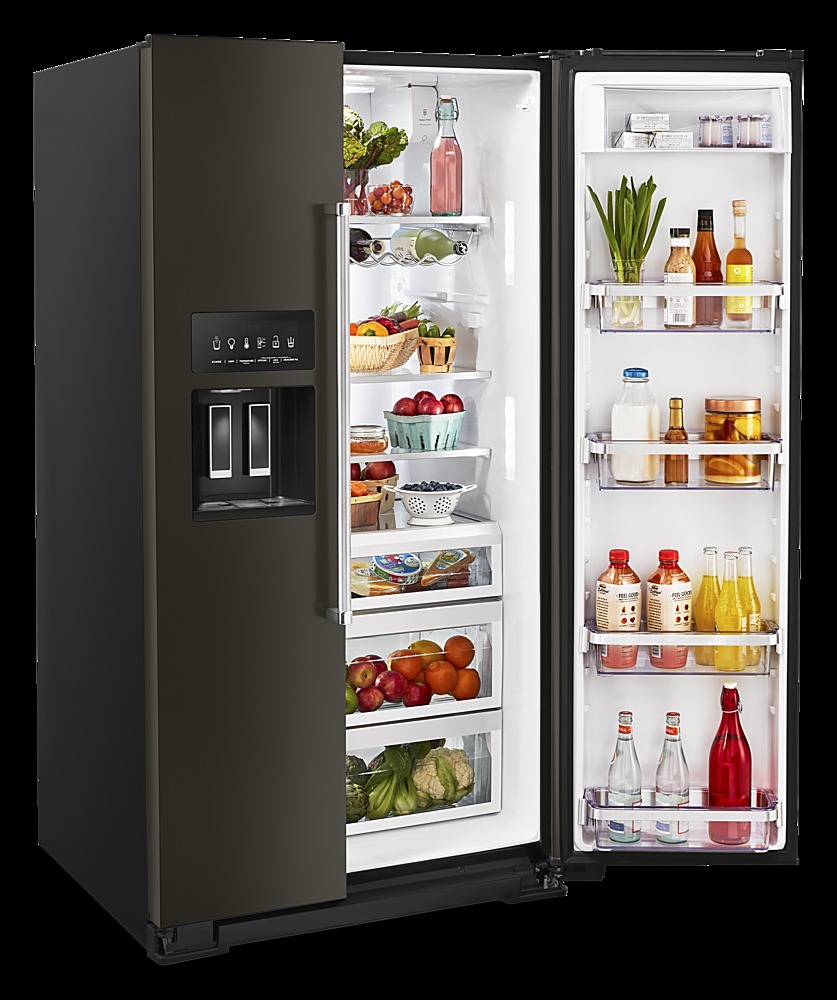 Alt View 3. KitchenAid - 24.8 Cu. Ft. Side-by-Side Refrigerator - Black Stainless Steel.