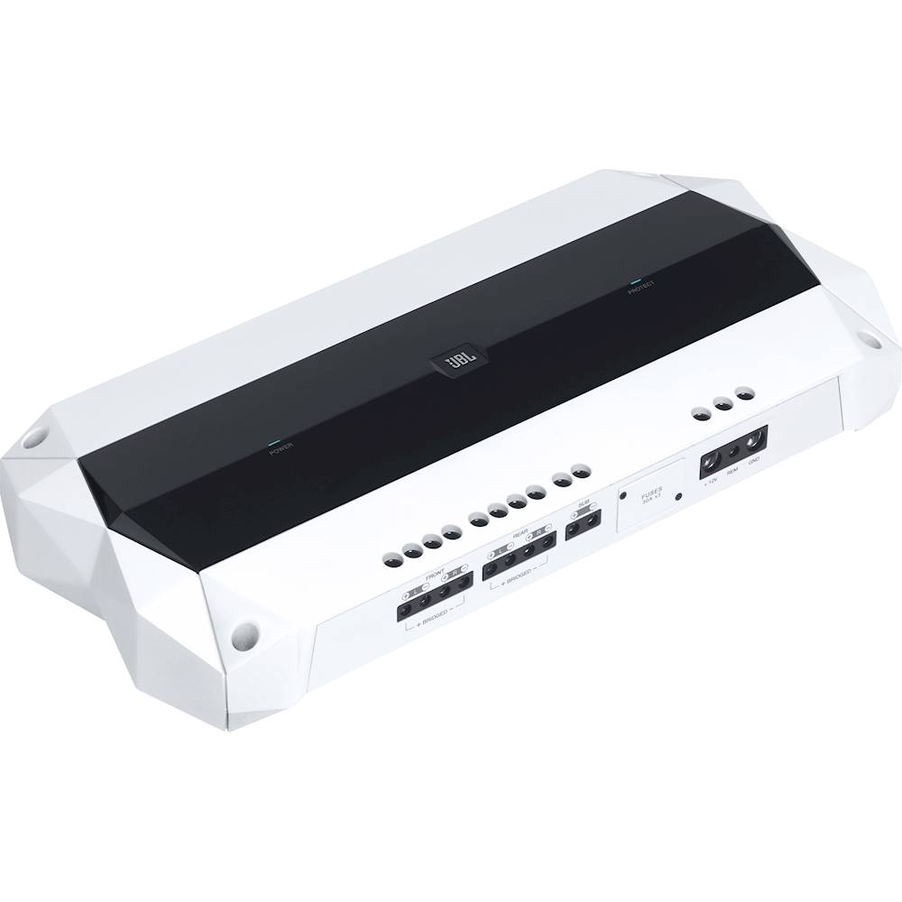 Angle View: JBL - Marine 1800W Class AB Bridgeable Multichannel Amplifier with Variable Crossovers - White/Black