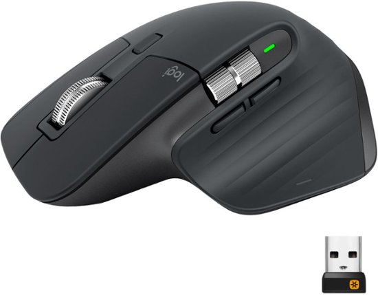 Front Zoom. Logitech - MX Master 3 Advanced Wireless USB/Bluetooth Laser Mouse with Ultrafast Scrolling - Black.