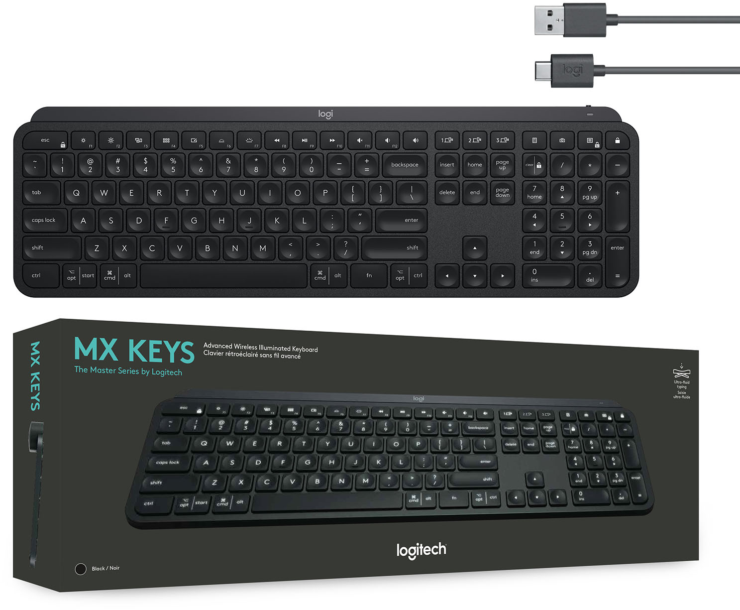 Logitech MX Keys Advanced Full-size Wireless Scissor Keyboard for and Mac with Backlit keys Black 920-009295 - Best Buy