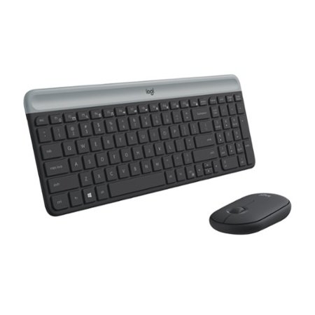 Logitech - MK470 Full-size Wireless Scissor Keyboard and Mouse Bundle for Windows with Quiet clicks - Black/Gray