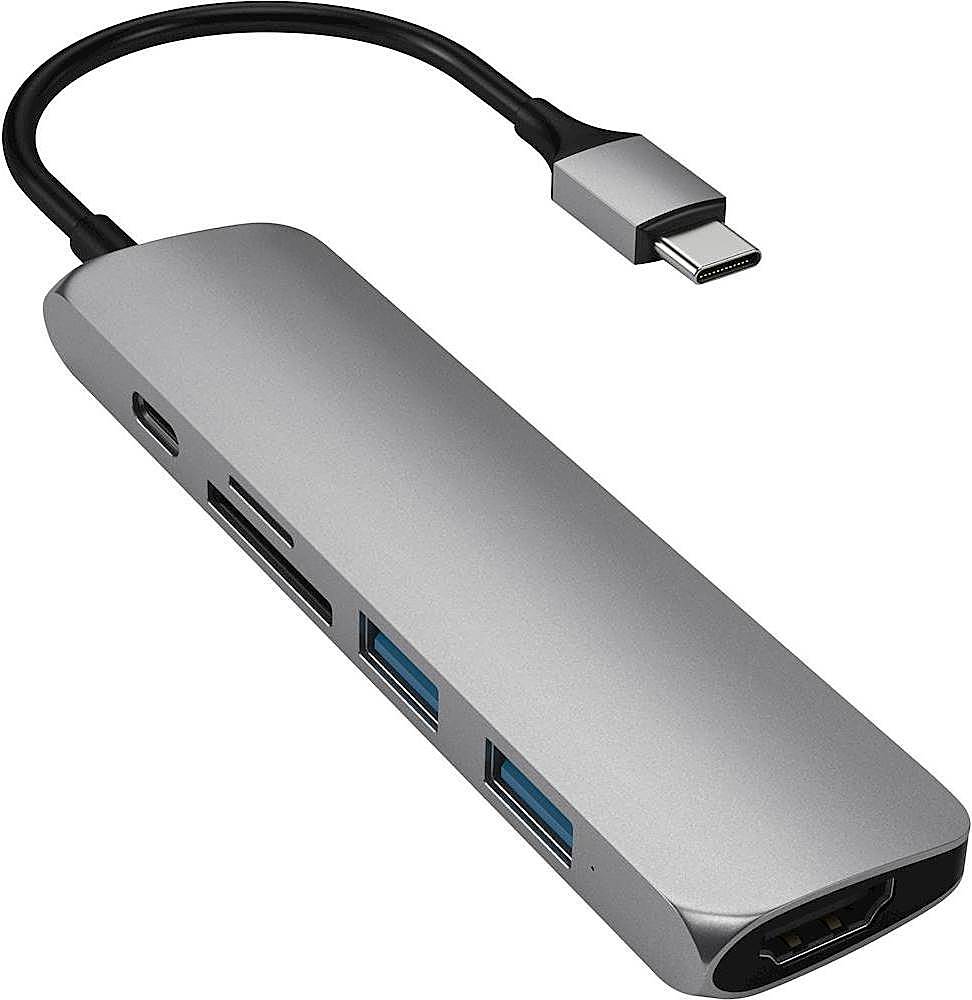 Satechi Slim Multi-Port Adapter V2 with USB-C PD, 4K HDMI, Micro/SD Readers, USB 3.0 2020 MacBook Pro, 2020 Pro Space Gray ST-SCMA2M Best Buy
