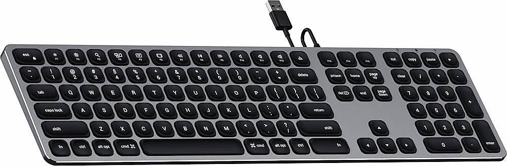 Angle View: Satechi - Full-size Wired Scissor USB Keyboard w/Numeric Keypad for iMac Pro iMac 2018 Mac Mini/MacBook Pro/Air and MacOS Devices - Space Gray