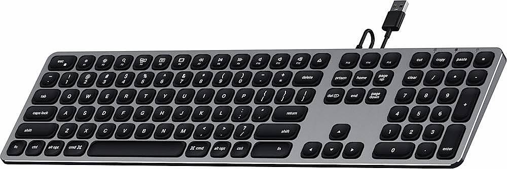 Left View: Satechi - Full-size Wired Scissor USB Keyboard w/Numeric Keypad for iMac Pro iMac 2018 Mac Mini/MacBook Pro/Air and MacOS Devices - Space Gray