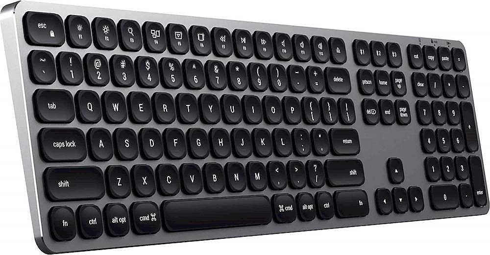 Angle View: Satechi - ST-AMBKM Full-size Wireless Bluetooth Scissor Keyboard with Numeric Keypad - Compatible with Newer Mac Devices - Space Gray