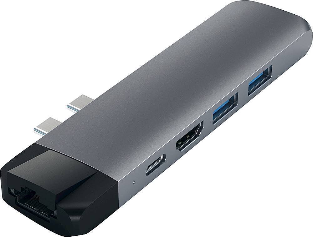 Alt View 12. Satechi - Type-C Pro Hub Adapter with Ethernet - 4K HDMI, USB-C PD, Gigabit Ethernet, USB 3.0, Micro SD Card Slot - Space Gray.