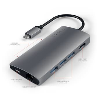 Satechi Type C Multi Port Adapter V2 4K HDMI, Ethernet, USB C, SD Satechi Type C Multi Port Adapter V2 4K HDMI, Ethernet, USB C, SD