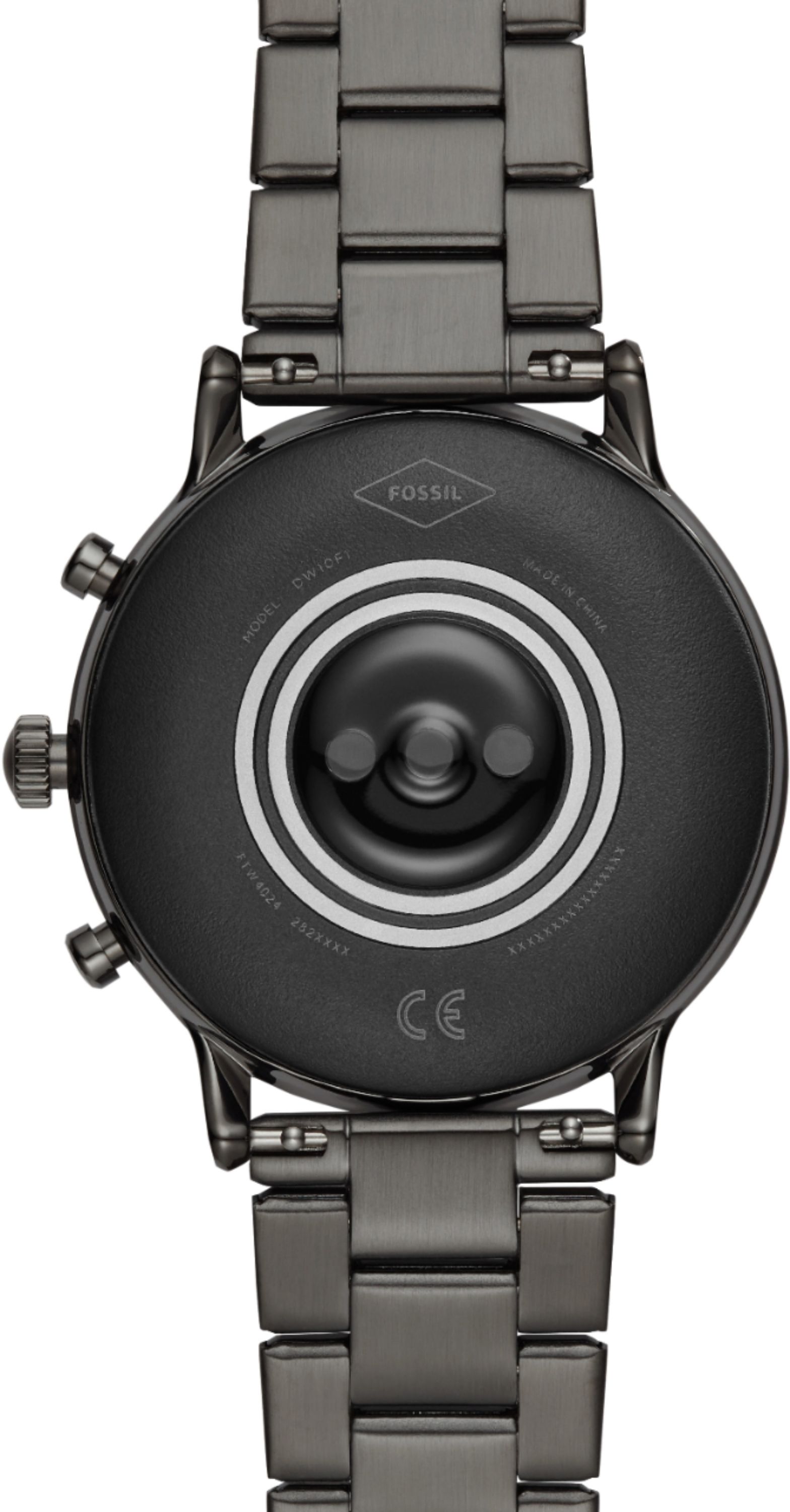 Back View: Fossil - Gen 5 Smartwatch 44mm Stainless Steel - Smoke with Smoke Stainless Steel Band