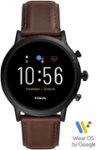 Front Zoom. Fossil - Gen 5 Smartwatch 44mm Stainless Steel - Black with Brown Leather Band.