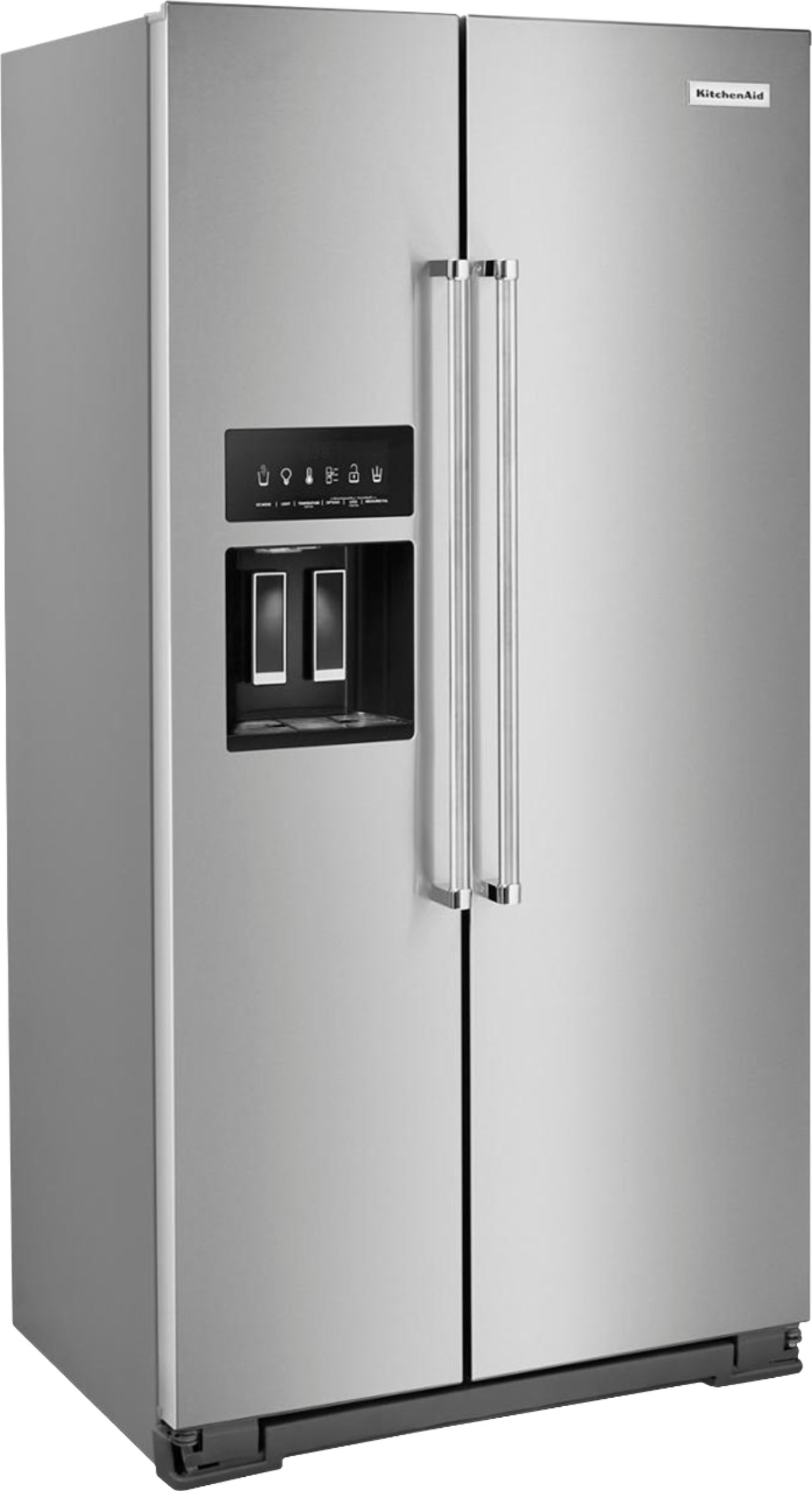 Angle View: KitchenAid - 25.5 Cu. Ft. Side-by-Side Built-In Refrigerator - Black stainless steel